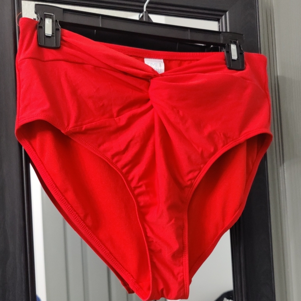 Time and Tru Vibrant Red Swimwear